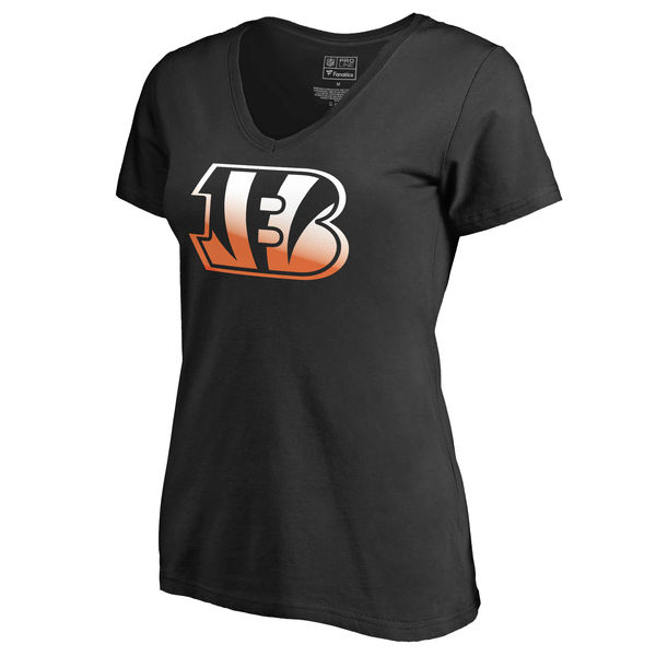 Women's Cincinnati Bengals Pro Line by Fanatics Branded Black Big & Tall Gradient Logo T-Shirt - Click Image to Close