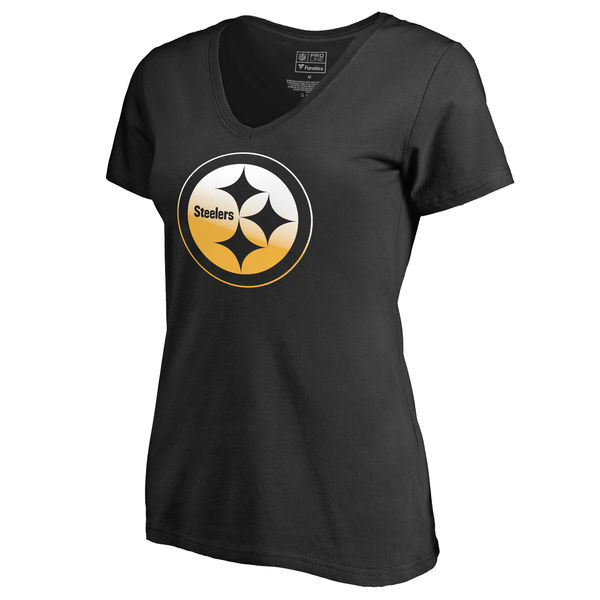 Women's Pittsburgh Steelers Pro Line by Fanatics Branded Black Big & Tall Gradient Logo T-Shirt