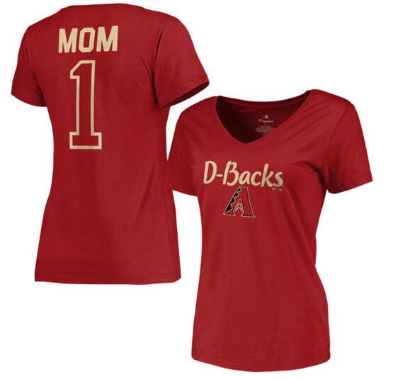Arizona Diamondbacks Women's 2017 Mother's Day #1 Mom V Neck T Shirt Red