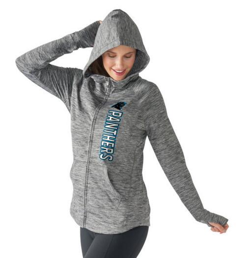 Carolina Panthers G III 4Her by Carl Banks Women's Recovery Full Zip Hoodie Heathered Gray
