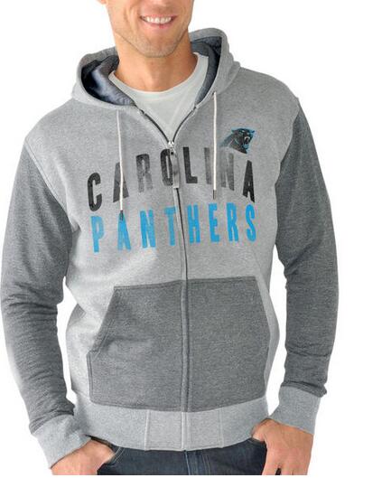 Carolina Panthers G III Sports by Carl Banks Safety Tri Blend Full Zip Hoodie Heathered Gray