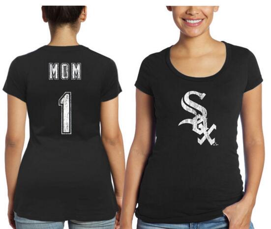 Chicago White Sox Majestic Threads Women's Mother's Day #1 Mom T Shirt Black