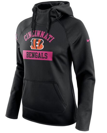 Cincinnati Bengals Nike Women's Breast Cancer Awareness Circuit Performance Pullover Hoodie Black