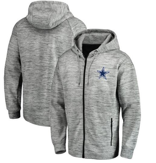 Dallas Cowboys Pro Line by Fanatics Branded Space Dye Performance Full Zip Hoodie Heathered Gray