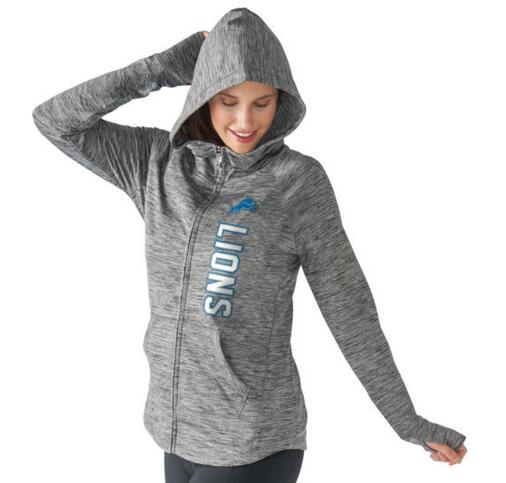 Detroit Lions G III 4Her by Carl Banks Women's Recovery Full Zip Hoodie Heathered Gray