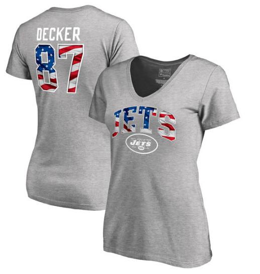 Eric Decker New York Jets NFL Pro Line by Fanatics Branded Women's Banner Wave Name & Number T Shirt Heathered Gray - Click Image to Close