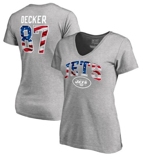 Eric Decker New York Jets NFL Pro Line by Fanatics Branded Women's Banner Wave Name & Number T Shirt Heathered Gray Eric Decker New York Jets NFL Pro Line by Fanatics Branded Women's Banner Wave Name & Number T Shirt Heathered Gray
