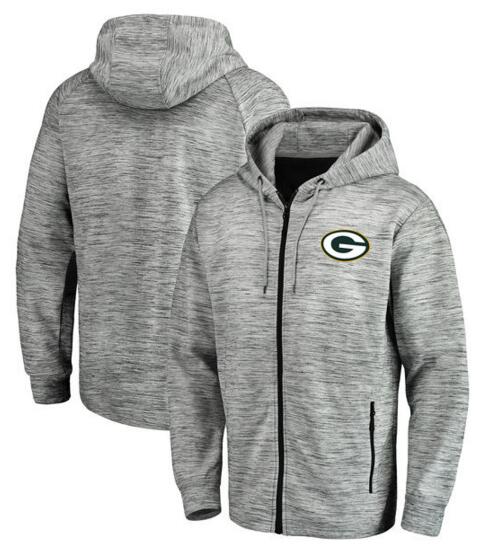 Green Bay Packers Pro Line by Fanatics Branded Space Dye Performance Full Zip Hoodie Heathered Gray