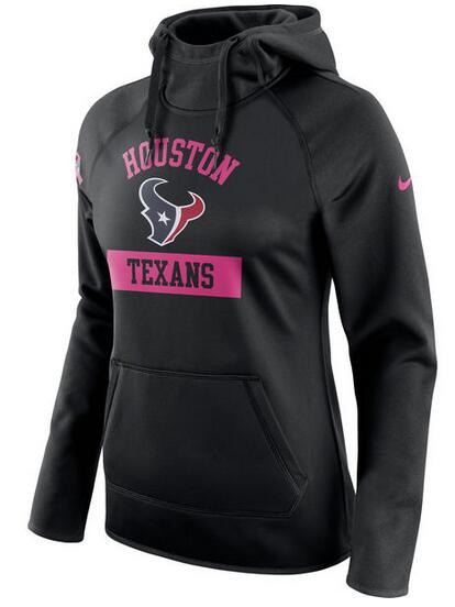 Houston Texans Nike Women's Breast Cancer Awareness Circuit Performance Pullover Hoodie Black - Click Image to Close