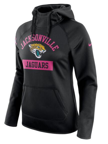 Jacksonville Jaguars Nike Women's Breast Cancer Awareness Circuit Performance Pullover Hoodie Black - Click Image to Close