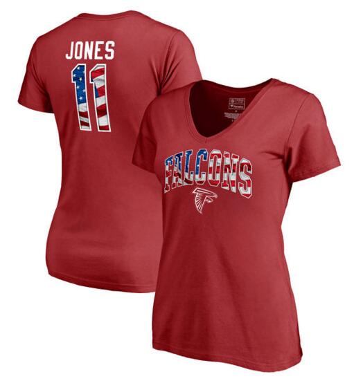 Julio Jones Atlanta Falcons NFL Pro Line by Fanatics Branded Women's Banner Wave Name & Number T Shirt Red