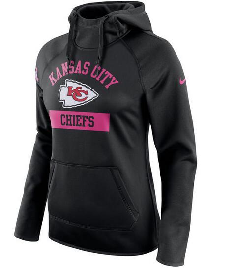 Kansas City Chiefs Nike Women's Breast Cancer Awareness Circuit Performance Pullover Hoodie Black - Click Image to Close