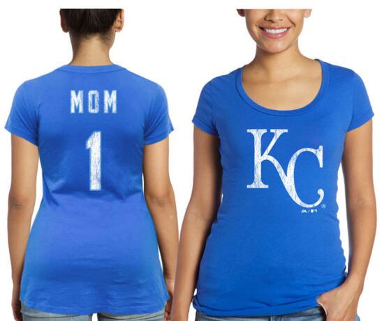 Kansas City Royals Majestic Threads Women's Mother's Day #1 Mom T Shirt Royal Blue