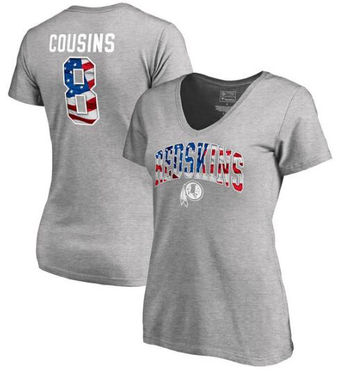 Kirk Cousins Washington Redskins NFL Pro Line by Fanatics Branded Women's Banner Wave Name & Number T Shirt Heathered Gray - Click Image to Close