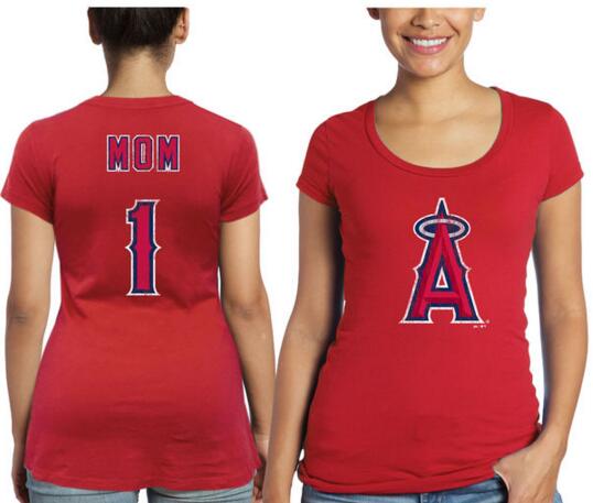 Los Angeles Angels of Anaheim Majestic Threads Women's Mother's Day #1 Mom T Shirt Red