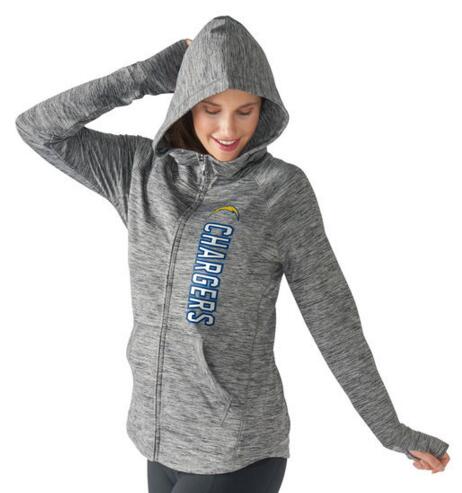 Los Angeles Chargers G III 4Her by Carl Banks Women's Recovery Full Zip Hoodie Heathered Gray