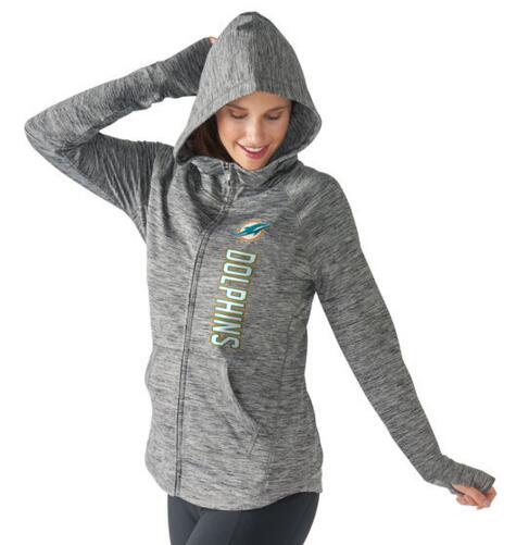 Miami Dolphins G III 4Her by Carl Banks Women's Recovery Full Zip Hoodie Gray
