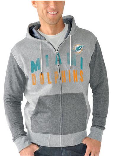 Miami Dolphins G III Sports by Carl Banks Safety Tri Blend Full Zip Hoodie Heathered Gray