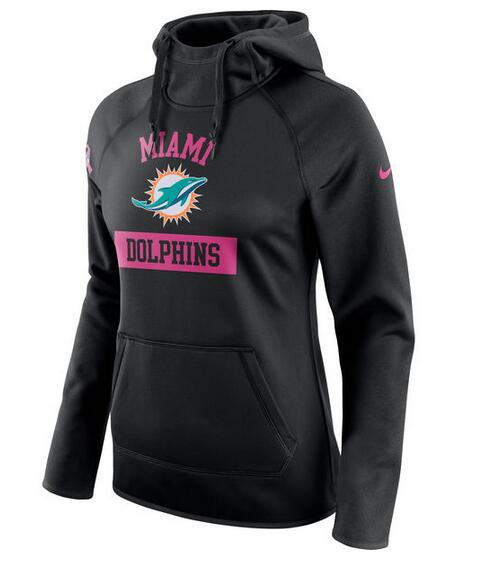 Miami Dolphins Nike Women's Breast Cancer Awareness Circuit Performance Pullover Hoodie Black