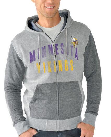 Minnesota Vikings G III Sports by Carl Banks Safety Tri Blend Full Zip Hoodie Heathered Gray
