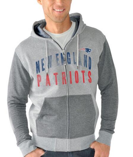 New England Patriots G III Sports by Carl Banks Safety Tri Blend Full Zip Hoodie Heathered Gray
