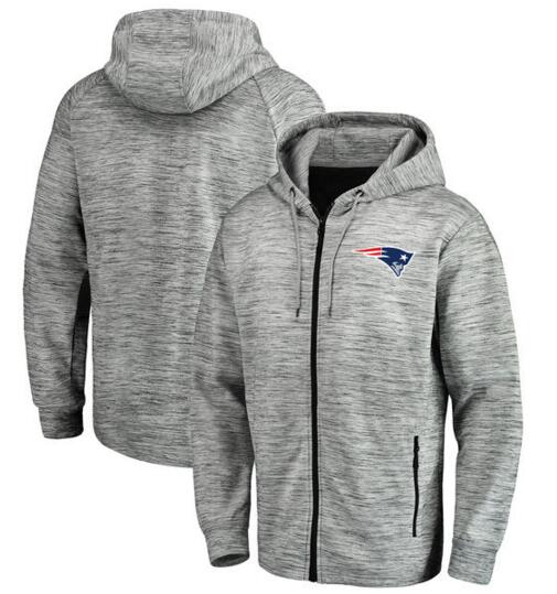 New England Patriots Pro Line by Fanatics Branded Space Dye Performance Full Zip Hoodie Heathered Gray