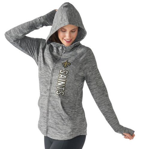 New Orleans Saints G III 4Her by Carl Banks Women's Recovery Full Zip Hoodie Heathered Gray