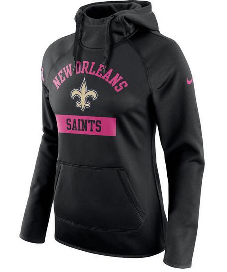 New Orleans Saints Nike Women's Breast Cancer Awareness Circuit Performance Pullover Hoodie Black