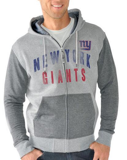 New York Giants G III Sports by Carl Banks Safety Tri Blend Full Zip Hoodie Heathered Gray