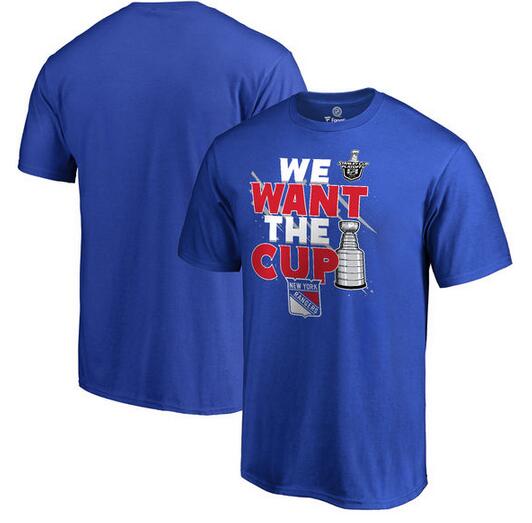 New York Rangers Fanatics Branded 2017 NHL Stanley Cup Playoff Participant Blue Line Big & Tall T Shirt Blue - Click Image to Close