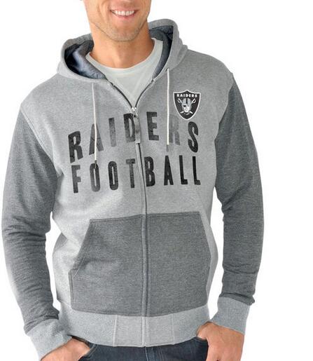 Oakland Raiders G III Sports by Carl Banks Safety Tri Blend Full Zip Hoodie Heathered Gray