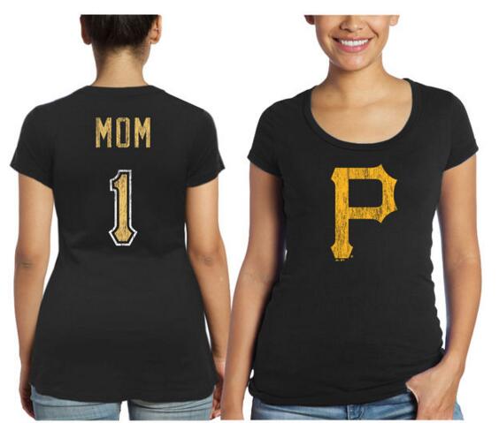 Pittsburgh Pirates Majestic Threads Women's Mother's Day #1 Mom T Shirt Black