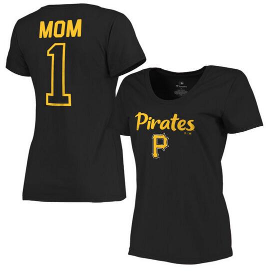 Pittsburgh Pirates Women's 2017 Mother's Day #1 Mom Plus Size T Shirt Black