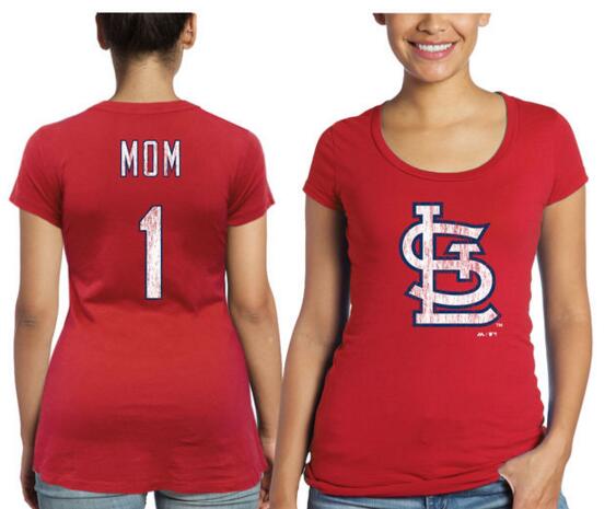 St. Louis Cardinals Majestic Threads Women's Mother's Day #1 Mom T Shirt Red