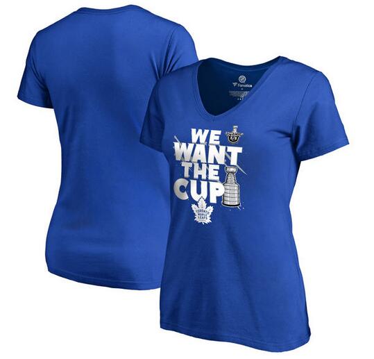 Toronto Maple Leafs Fanatics Branded Women's 2017 NHL Stanley Cup Playoffs Participant Blue Line Plus Size V Neck T Shirt Royal