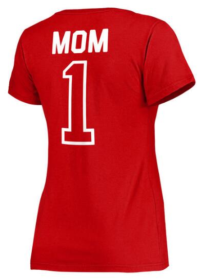 Washington Nationals Women's 2017 Mother's Day #1 Mom V Neck T Shirt Red