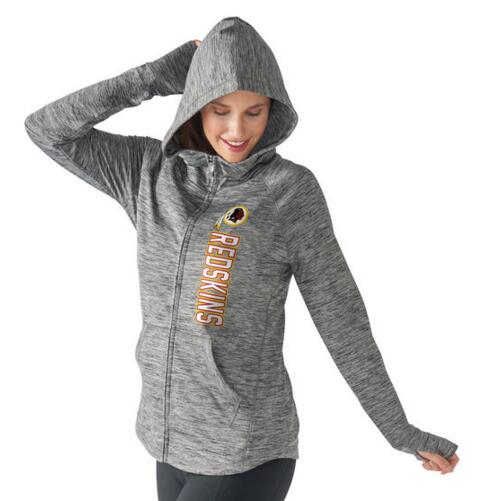 Washington Redskins G III 4Her by Carl Banks Women's Recovery Full Zip Hoodie Heathered Gray - Click Image to Close