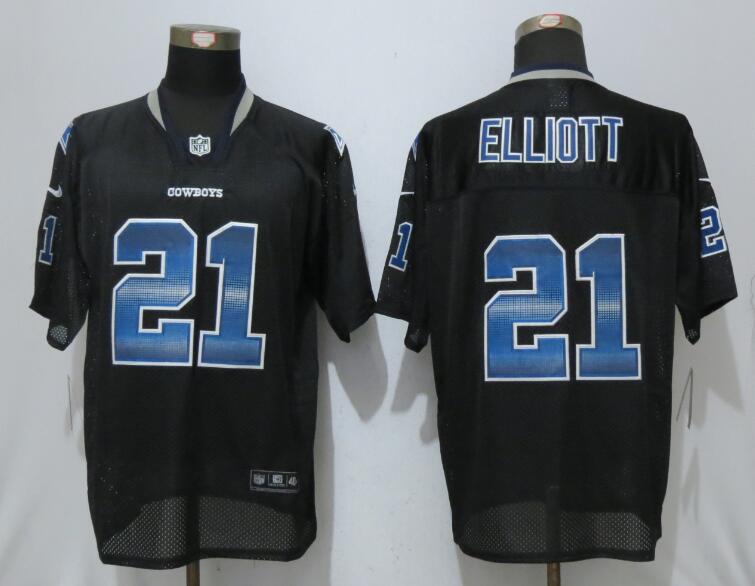 Nike Cowboys 21 Ezekiel Elliott Black Pro Line Fashion Strobe Elite Jersey