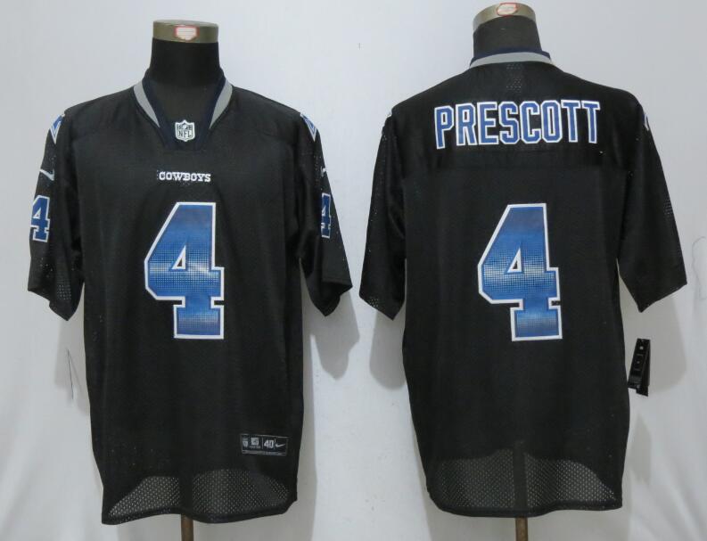 Nike Cowboys 4 Dak Prescott Black Pro Line Fashion Strobe Elite Jersey