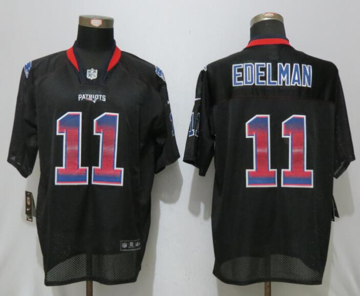 Nike Patriots 11 Julian Edelman Black Pro Line Fashion Strobe Elite Jersey