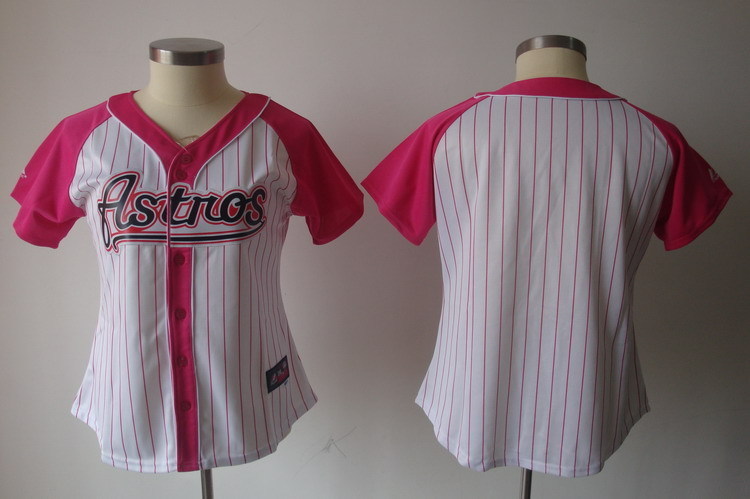 Astros Blank White Women Pink Splash Fashion Jersey