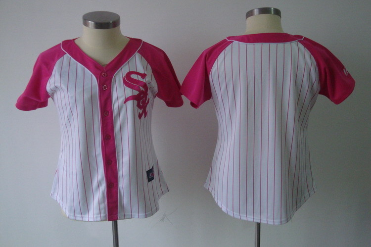 White Sox Blank White Women Pink Splash Fashion Jersey
