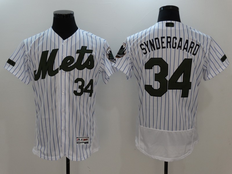 Mets 34 Noah Syndergaard White 2017 Memorial Day Flexbase Jersey - Click Image to Close