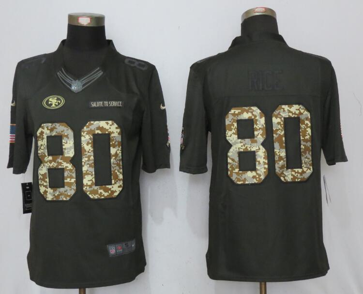 Nike 49ers 80 Jerry Rice Anthracite Salute to Service Limited Jersey - Click Image to Close