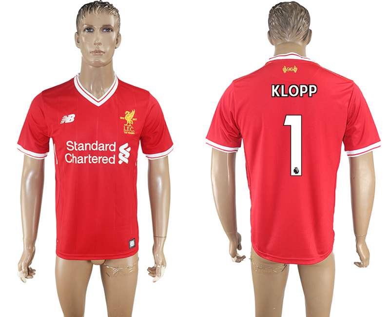 2017-18 Liverpool 1 KLOPP Home Thailand Soccer Jersey 2017-18 Liverpool 1 KLOPP Home Thailand Soccer Jersey