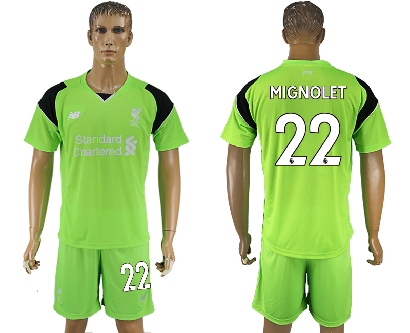2017-18 Liverpool 22 MIGNOLET Green Goalkeeper Soccer Jersey