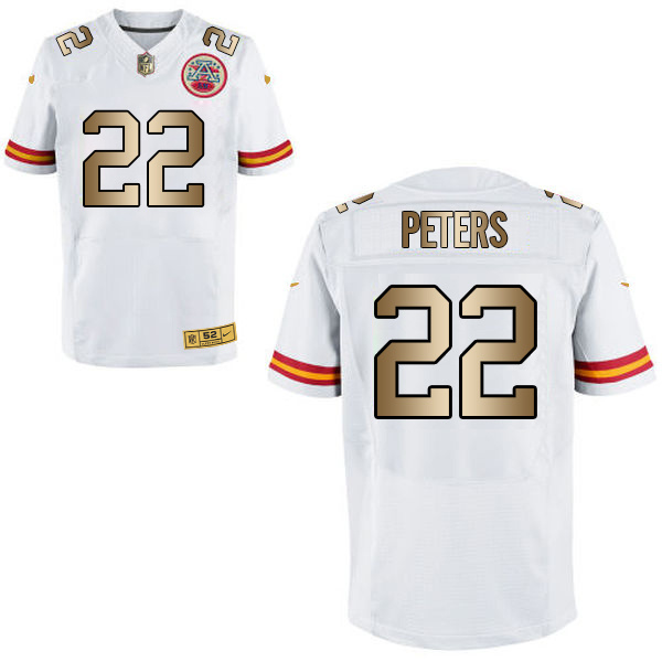 Nike Chiefs 22 Marcus Peters White Gold Elite Jersey