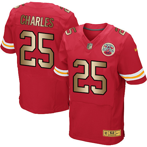 Nike Chiefs 25 Jamaal Charles Red Gold Elite Jersey