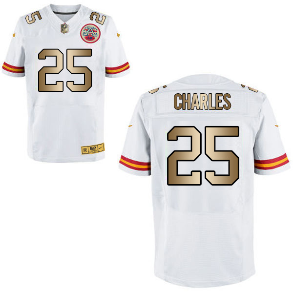 Nike Chiefs 25 Jamaal Charles White Gold Elite Jersey