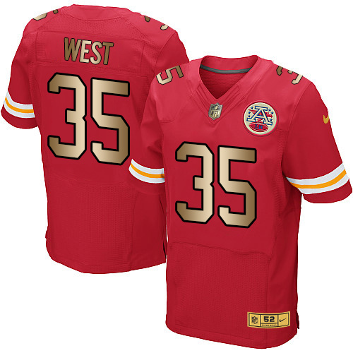 Nike Chiefs 35 Charcandrick West Red Gold Elite Jersey